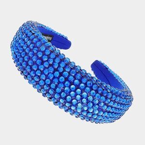 2/$22 Headband Blue Faceted Bead Padded